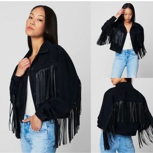 BLANK NYC black denim fringe jacket